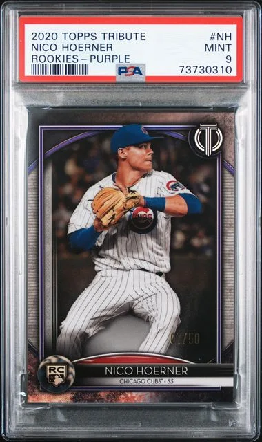 2020 Topps Tribute Nico Hoerner Rookies Purple #20R-NH card image