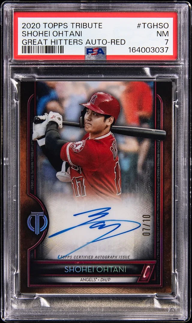 2020 Topps Tribute Shohei Ohtani Great Hitters Autographs Red #TGH-SO card image