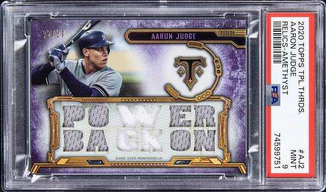 2020 Topps Triple Threads Aaron Judge Relics Amethyst #TTR-AJ2 card image
