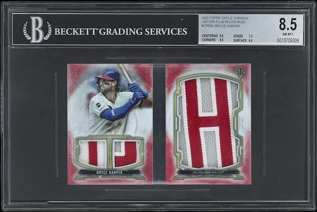 2020 Topps Triple Threads Bryce Harper Game-Used Letter Plus Relics Ruby #LPR-BH card image