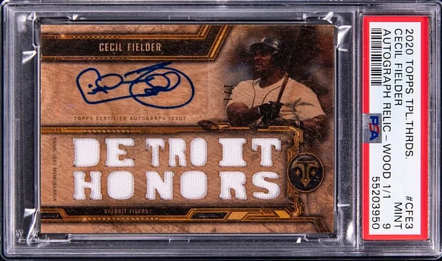 2020 Topps Triple Threads Cecil Fielder Autograph Relic Wood #CFE3 card image