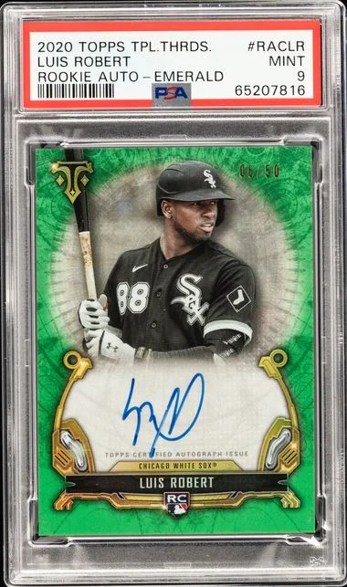2020 Topps Triple Threads Luis Robert Autographs Emerald #RAC-LR card image