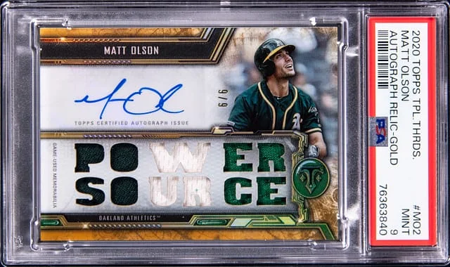 2020 Topps Triple Threads Matt Olson Autograph Relic Gold #TTAR-MO2 card image