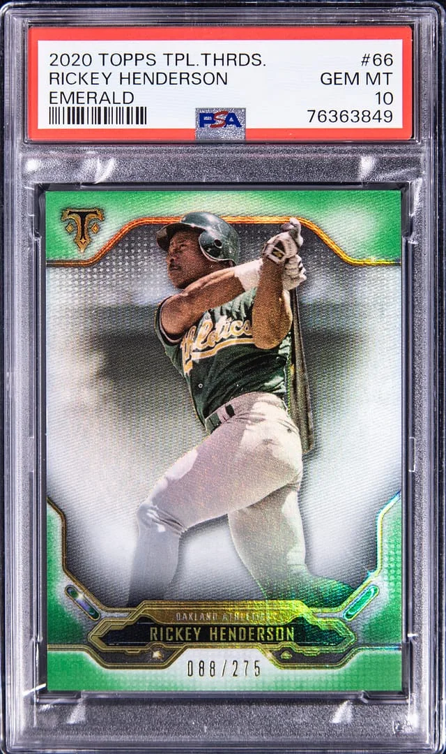 2020 Topps Triple Threads Rickey Henderson Emerald #66 card image