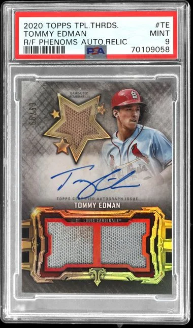2020 Topps Triple Threads Tommy Edman and Future Phenom Autograph Relics #RFPAR-TE card image