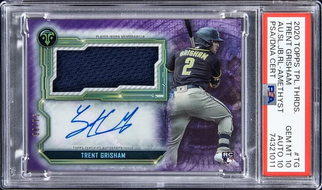 2020 Topps Triple Threads Trent Grisham Autograph Single Jumbo Relic Amethyst #ASJR-TG card image