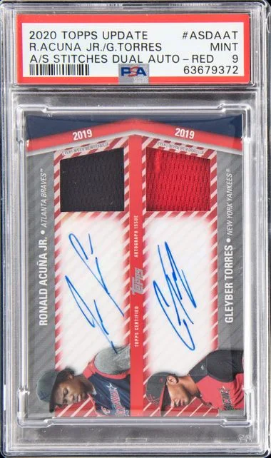 2020 Topps Update Gleyber Torres/Ronald Acuna Jr. All-Star Stitches Dual Autographs Red #ASDA-AT card image