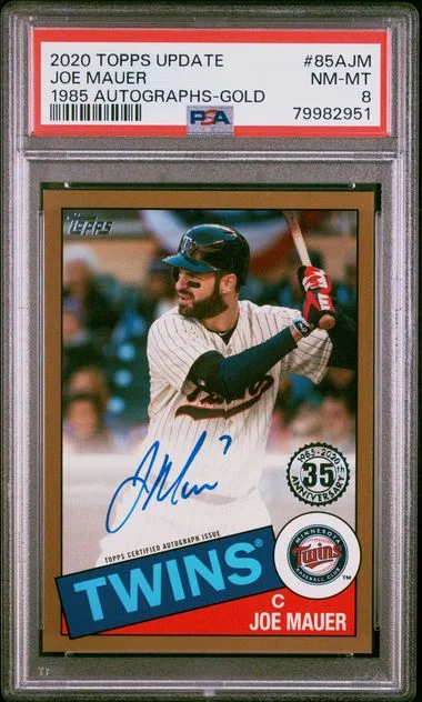 2020 Topps Update Joe Mauer 1985 Topps Autographs Gold #85AJM card image