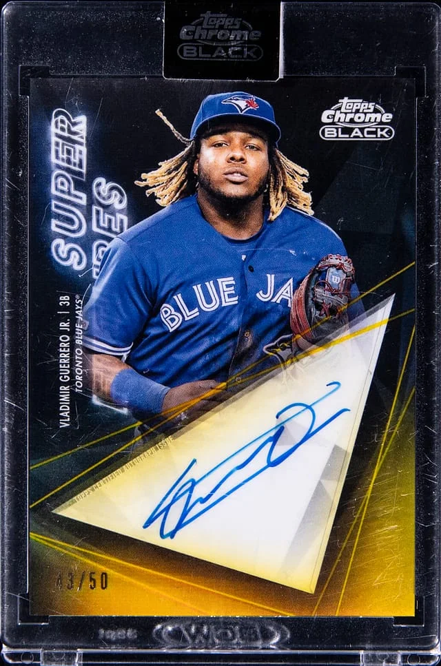 2020 Topps Vladimir Guerrero Jr. Black Super Futures Autograph Yellow #SFA-VG card image