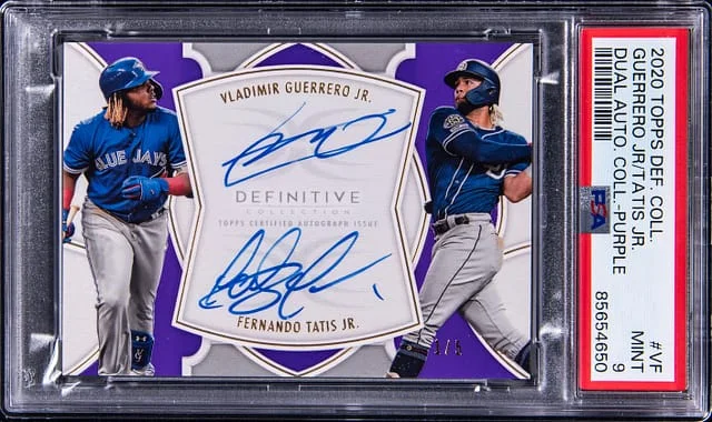 2020 Topps Vladimir Guerrero Jr./Fernando Tatis Jr. Definitive Collection Dual Autograph Collection Purple #VF card image