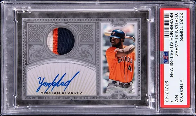 2020 Topps Yordan Alvarez Reverence Autograph Patch Silver #TRAP-YA card image