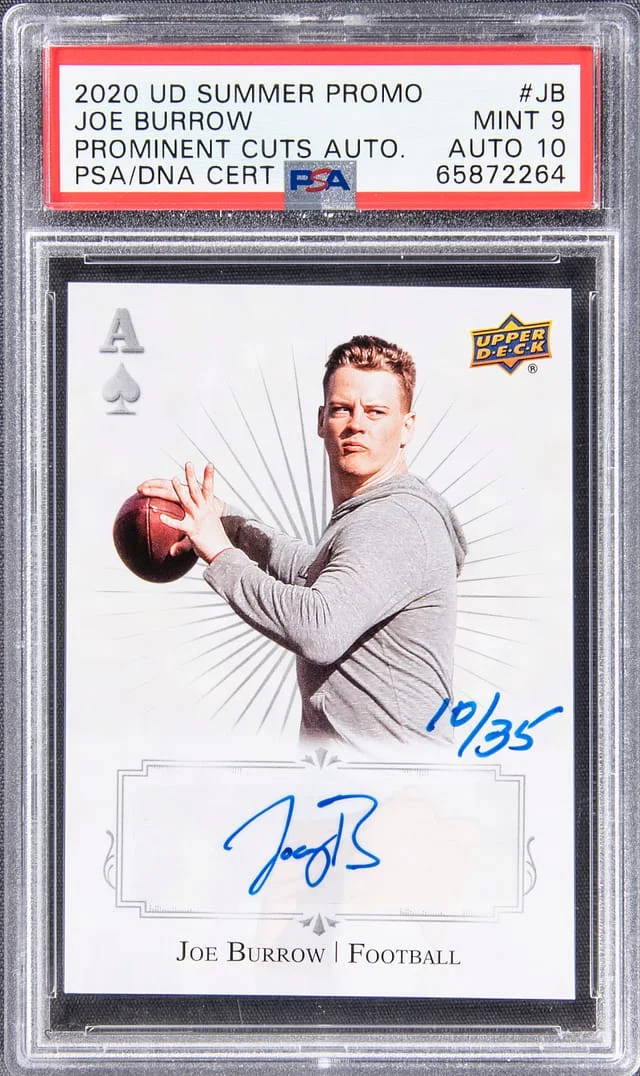 2020 UD Summer Promo Prominent Cuts Autograph Joe Burrow #PCA-JB card image