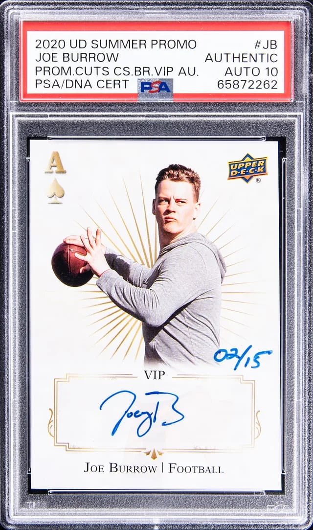 2020 UD Summer Promo Promotional Cuts Case Break VIP Autograph Joe Burrow #JB card image