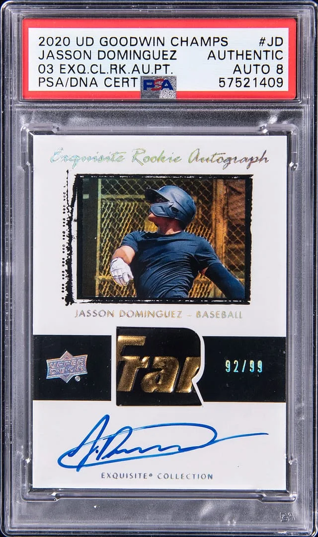 2020 Upper Deck Goodwin Champions Jasson Dominguez 03 Exquisite Collection Autograph Patch #JD card image