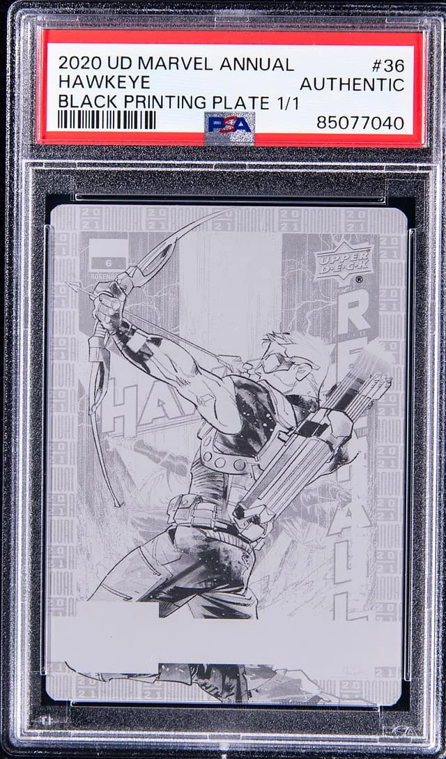 2020 Upper Deck Hawkeye Marvel Annual Black Printing Plate #36 card image
