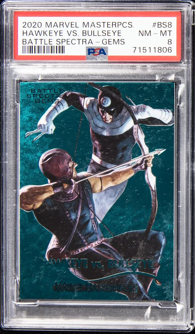 2020 Upper Deck Hawkeye Vs. Bullseye Marvel Masterpieces Battle Spectra Gems #BS8 card image