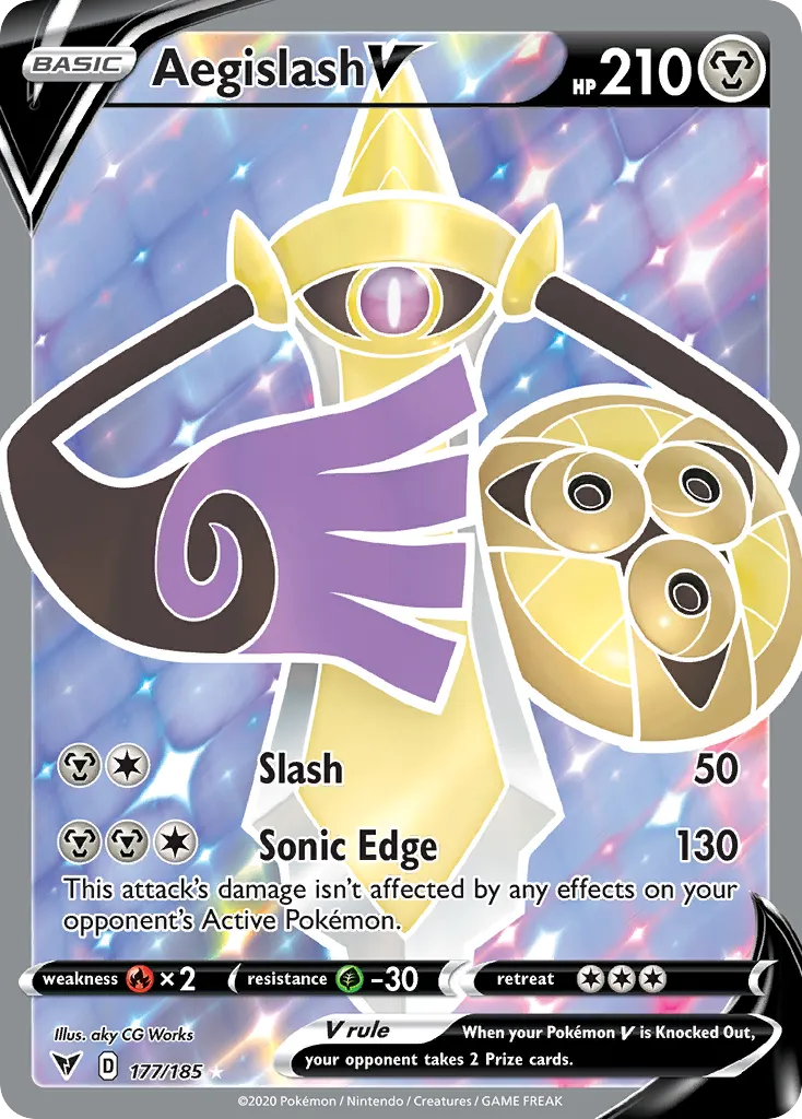 2020 Vivid Voltage Aegislash V #126/185 Rare Holo V card image