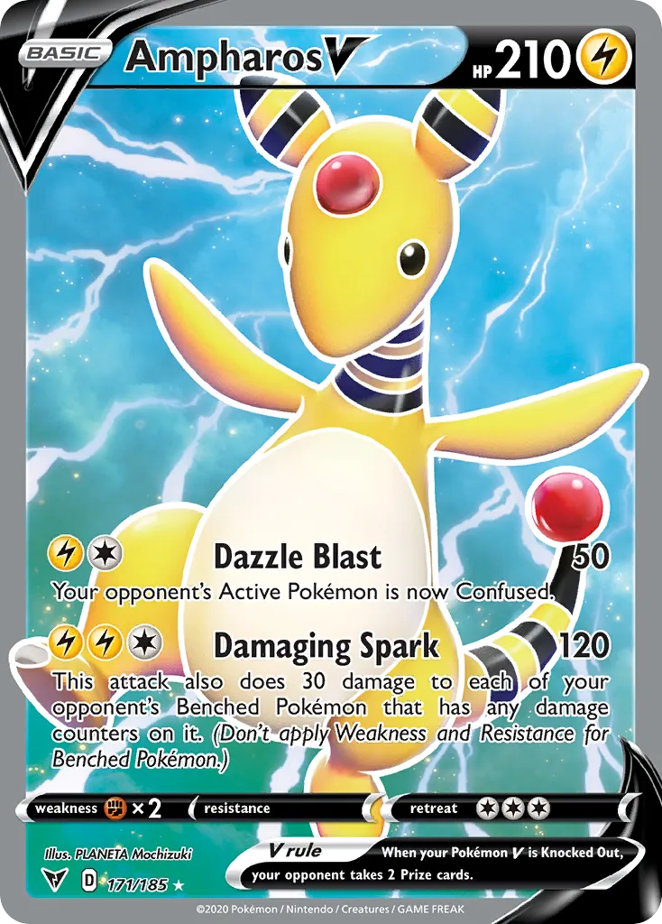 2020 Vivid Voltage Ampharos V #049/185 Rare Holo V card image