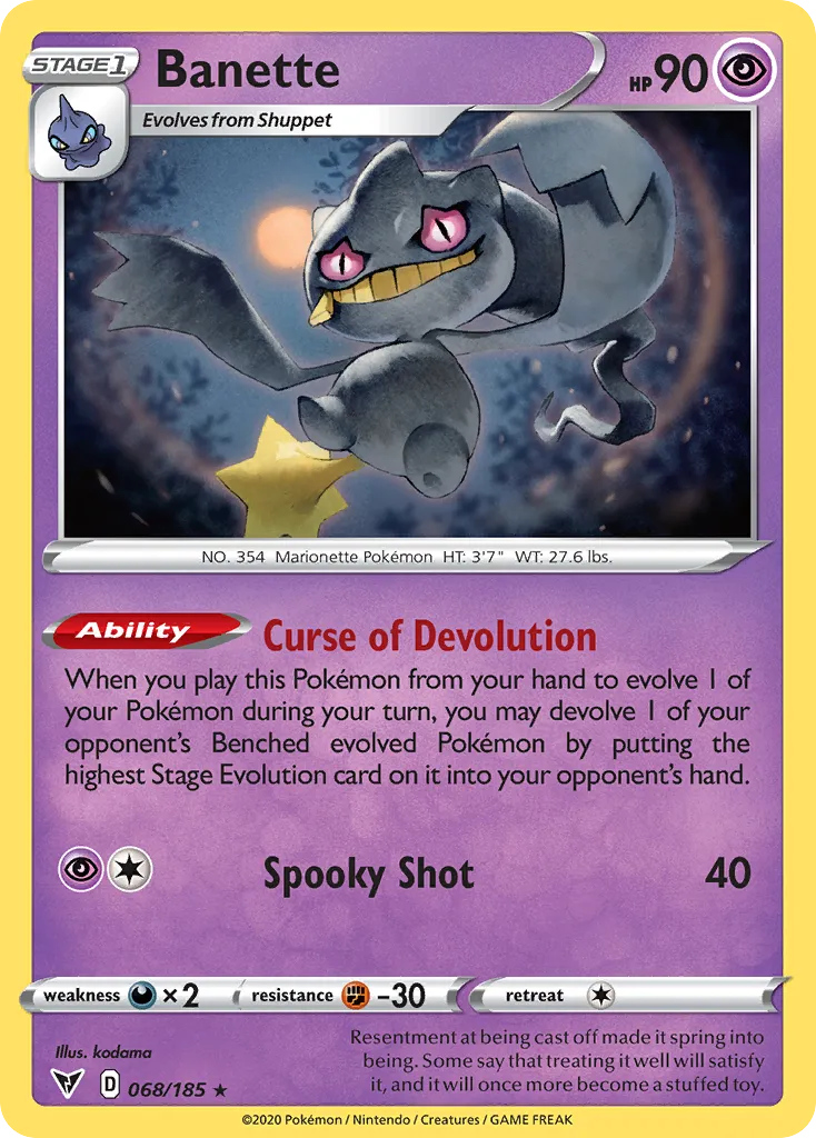 2020 Vivid Voltage Banette #068/185 Rare card image