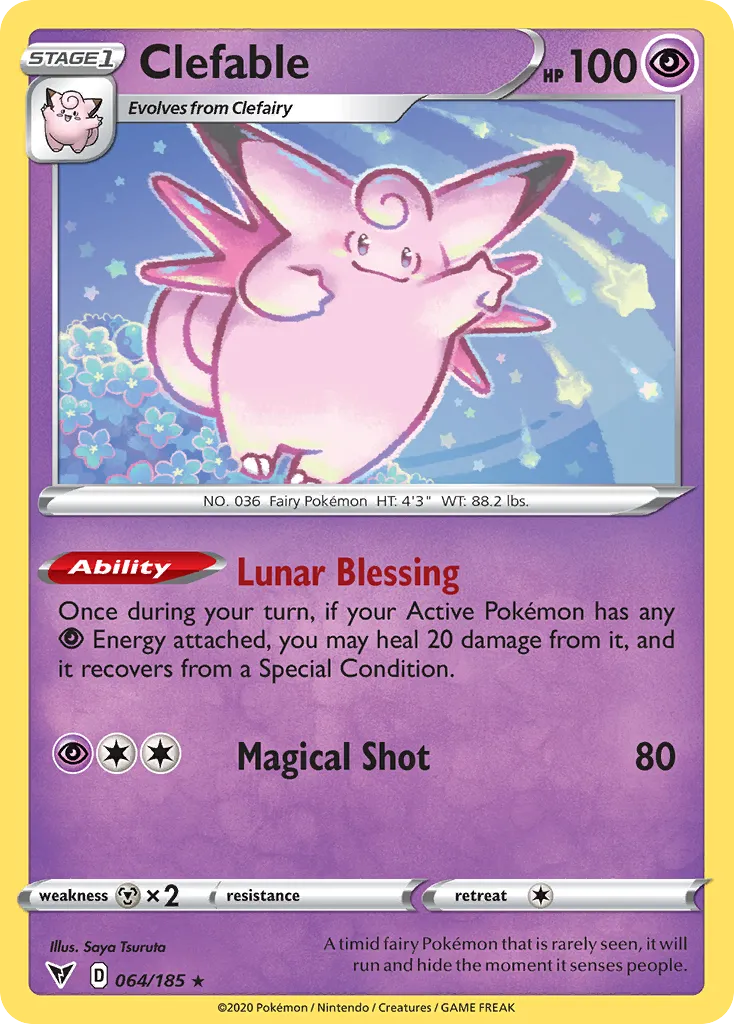 2020 Vivid Voltage Clefable Rare #064/185 Rare card image