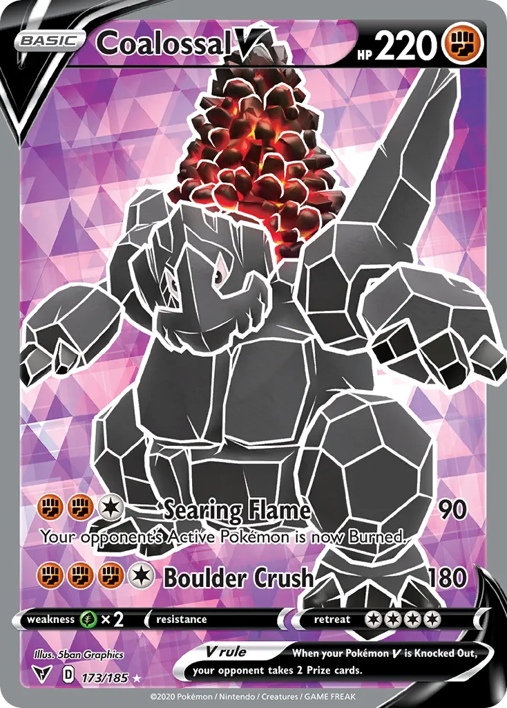 2020 Vivid Voltage Coalossal V #098/185 Rare Holo V card image