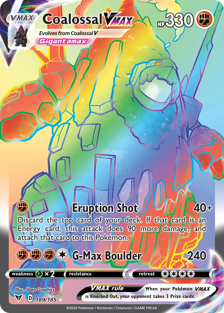 2020 Vivid Voltage Coalossal VMAX #189/185 Rare Rainbow card image
