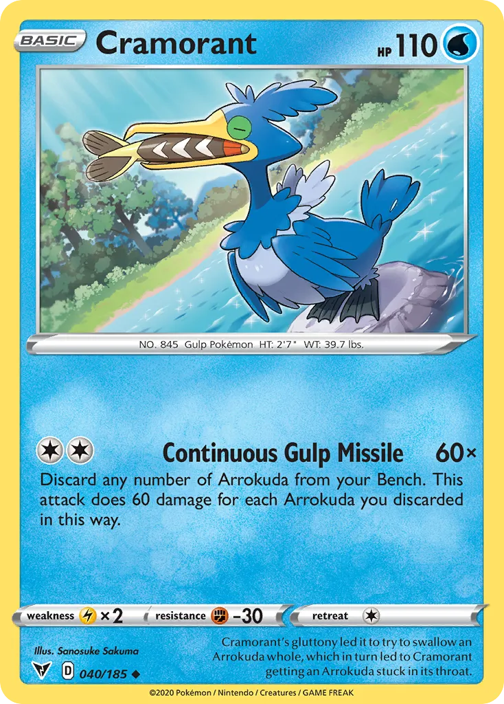 2020 Vivid Voltage Cramorant Uncommon #040/185 Uncommon card image
