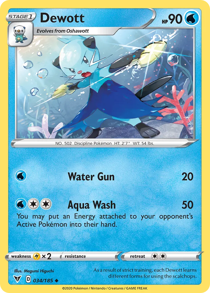 2020 Vivid Voltage Dewott Uncommon #034/185 Uncommon card image
