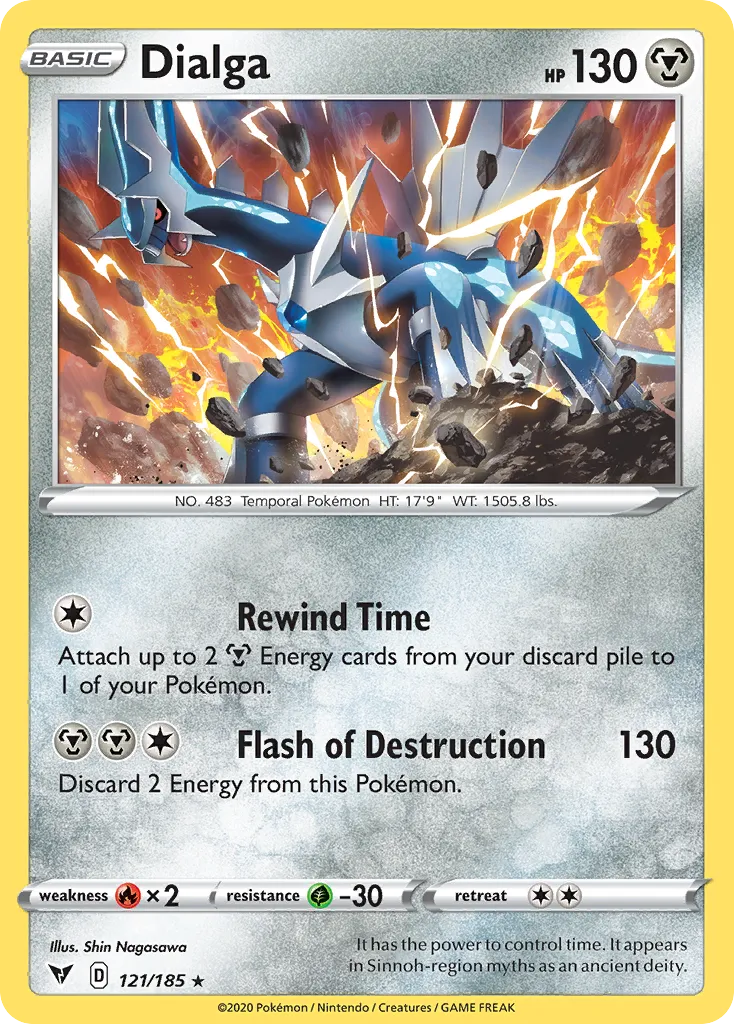 2020 Vivid Voltage Dialga #121/185 Rare Holo card image