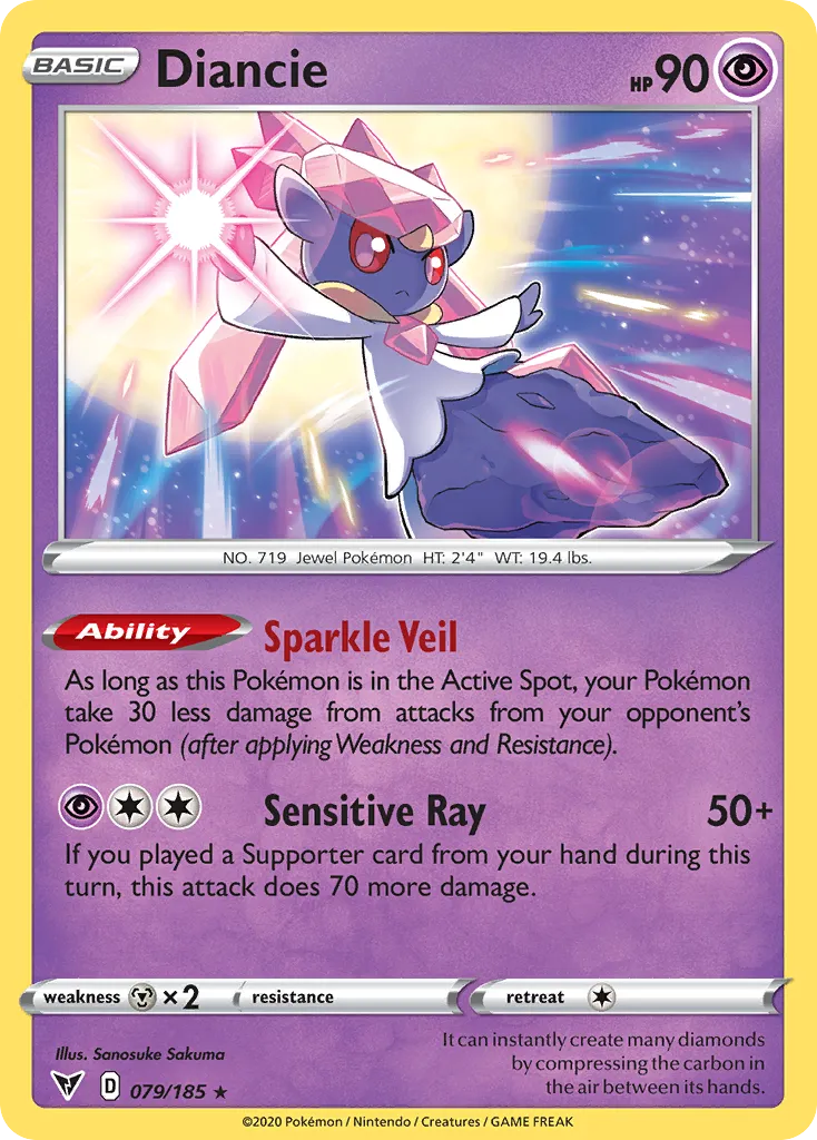 2020 Vivid Voltage Diancie #079/185 Rare Holo card image
