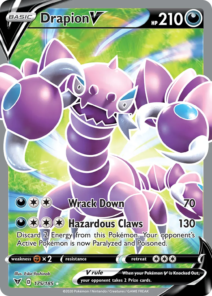2020 Vivid Voltage Drapion V #175/185 Rare Ultra card image
