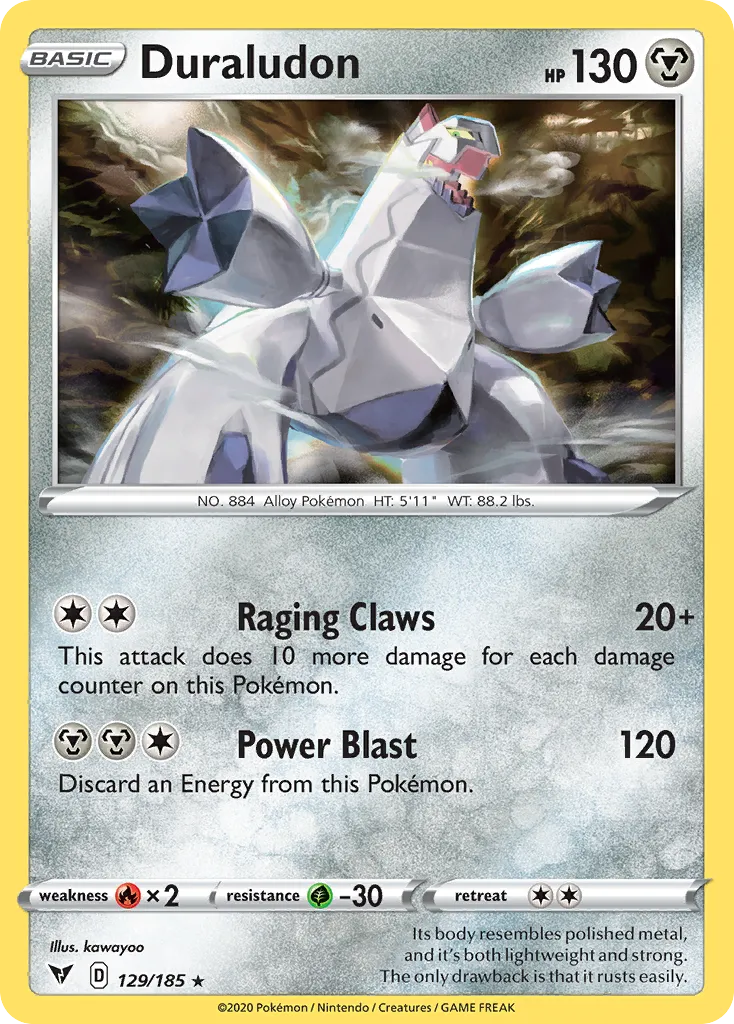 2020 Vivid Voltage Duraludon #129/185 Rare Holo card image
