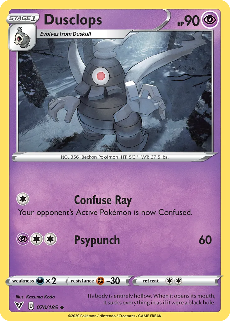 2020 Vivid Voltage Dusclops Uncommon #070/185 Uncommon card image