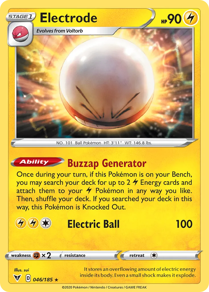 2020 Vivid Voltage Electrode #046/185 Rare Holo card image