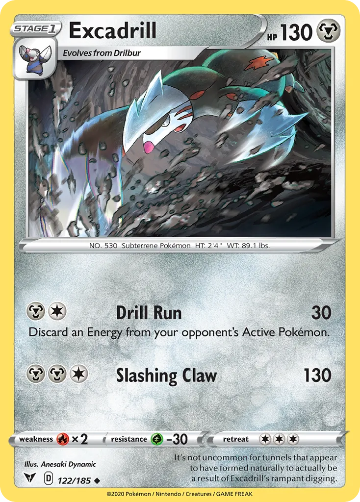 2020 Vivid Voltage Excadrill #122/185 Uncommon card image