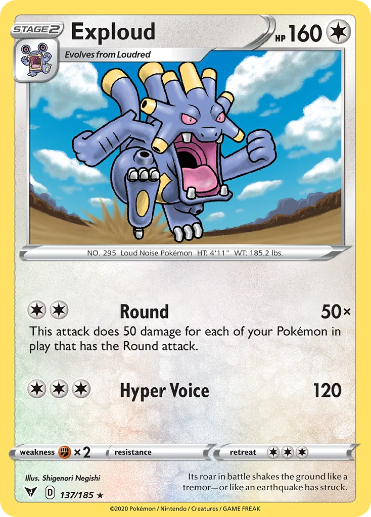 2020 Vivid Voltage Exploud Rare #137/185 Rare card image