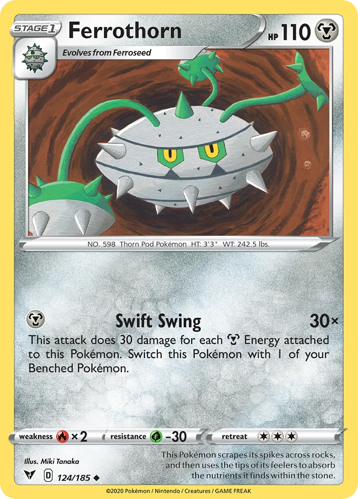2020 Vivid Voltage Ferrothorn #124/185 Uncommon card image