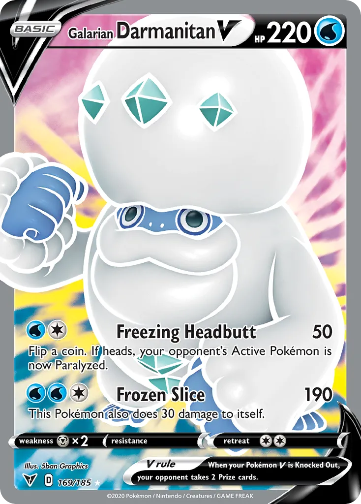 2020 Vivid Voltage Galarian Darmanitan V #169/185 Rare Ultra card image