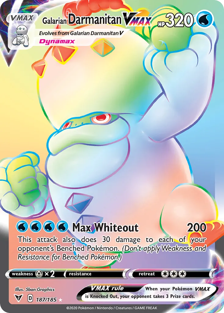 2020 Vivid Voltage Galarian Darmanitan VMAX #187/185 Rare Rainbow card image