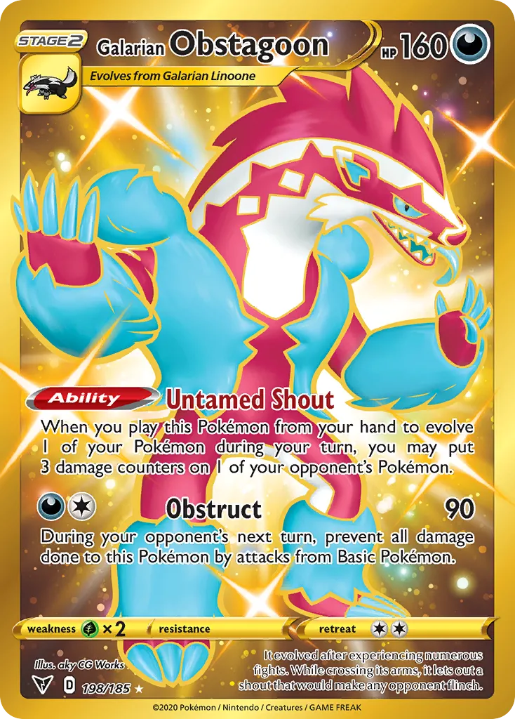 2020 Vivid Voltage Galarian Obstagoon #198/185 Rare Secret card image