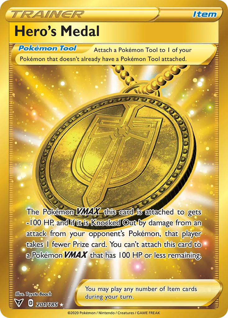 2020 Vivid Voltage Hero's Medal #152/185 Uncommon card image