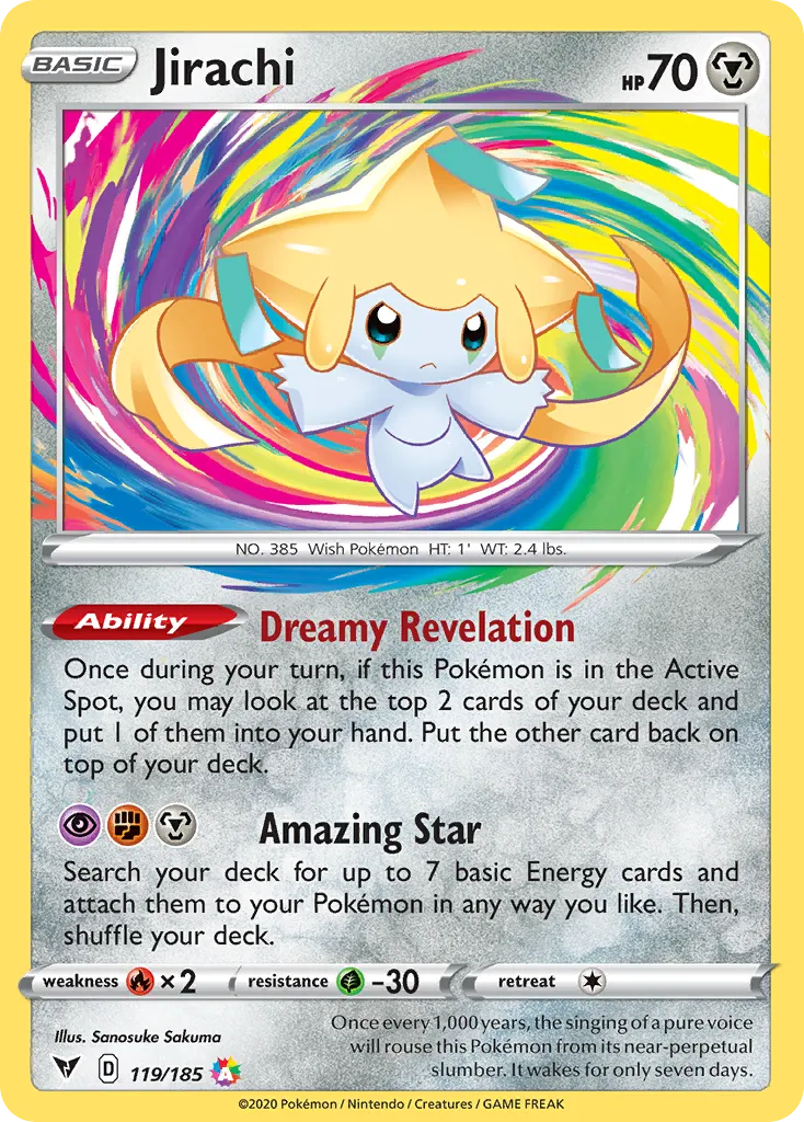 2020 Vivid Voltage Jirachi #119/185 Amazing Rare card image