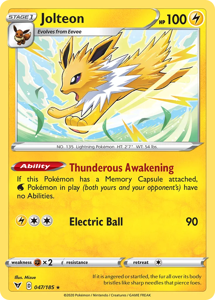 2020 Vivid Voltage Jolteon #047/185 Rare card image