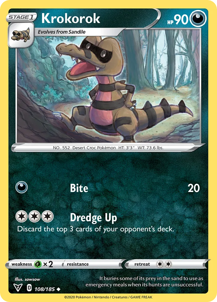 2020 Vivid Voltage Krokorok #108/185 Uncommon card image