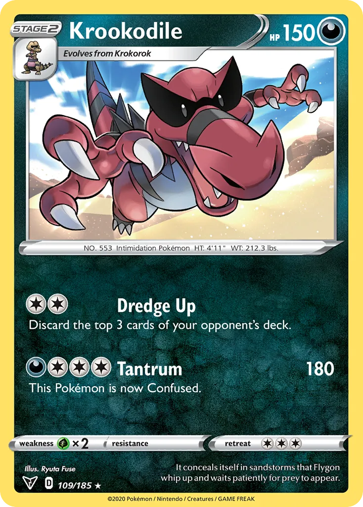 2020 Vivid Voltage Krookodile #109/185 Rare card image