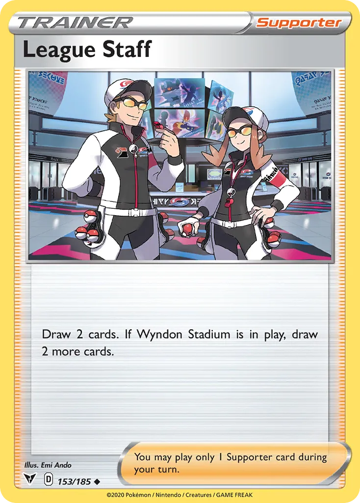 2020 Vivid Voltage League Staff #153/185 Uncommon card image