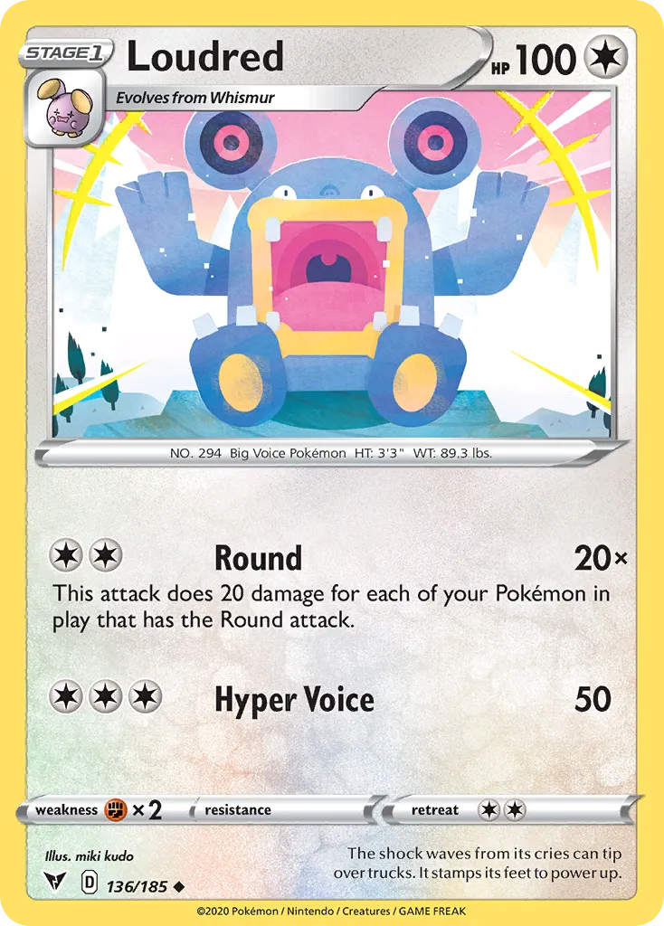 2020 Vivid Voltage Loudred #136/185 Uncommon card image