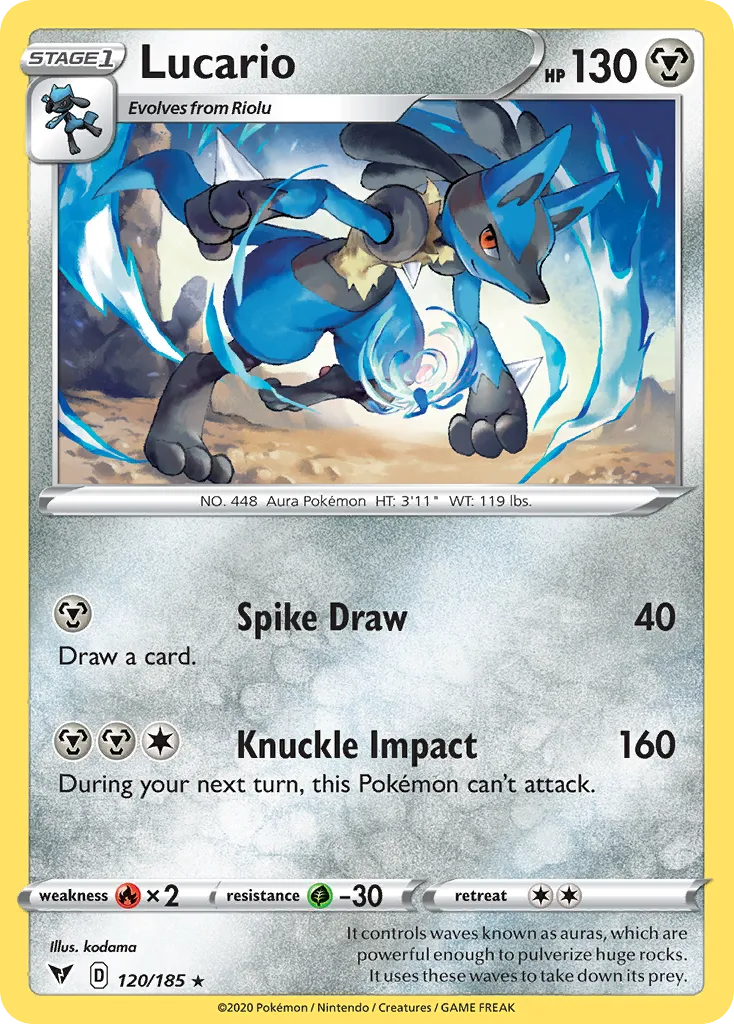 2020 Vivid Voltage Lucario #120/185 Rare card image