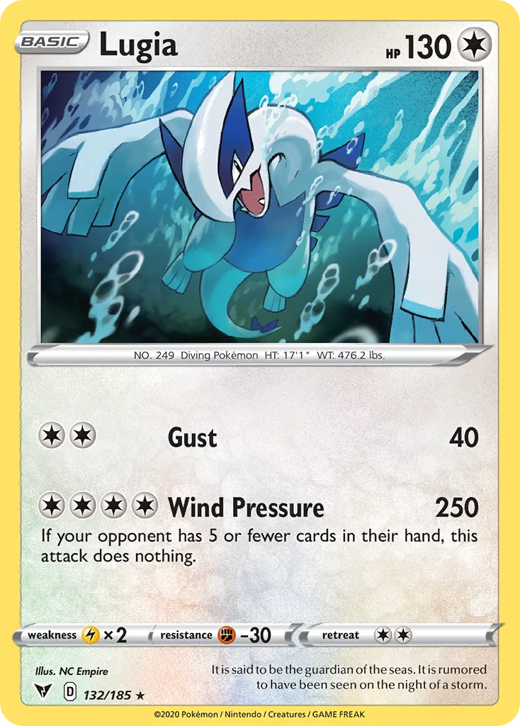 2020 Vivid Voltage Lugia #132/185 Rare Holo card image
