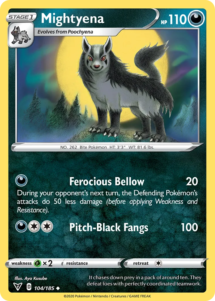 2020 Vivid Voltage Mightyena #104/185 Uncommon card image